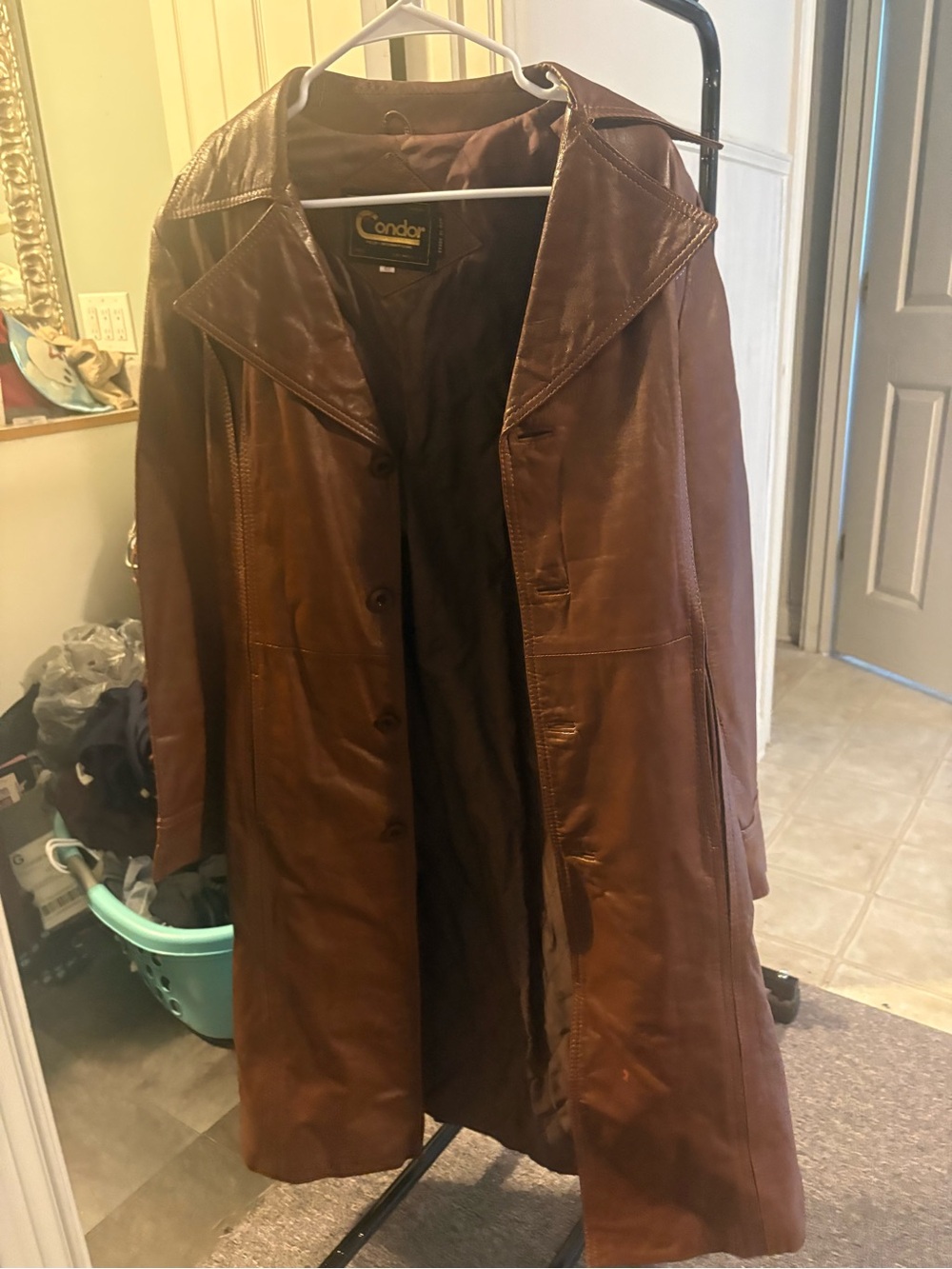 Condor Brown Leather Trench Coat - Women's Long Coat